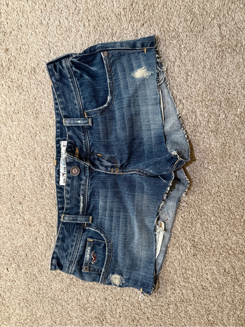 Hollister blue distressed denim cut-off shorts
